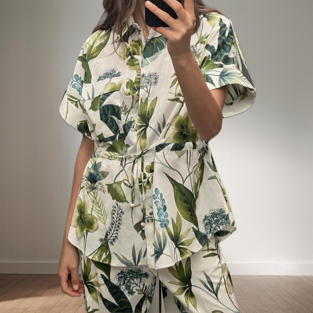 ZARA Safari Print Shirt Size M